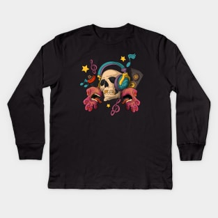 Graffiti Skull Music Kids Long Sleeve T-Shirt